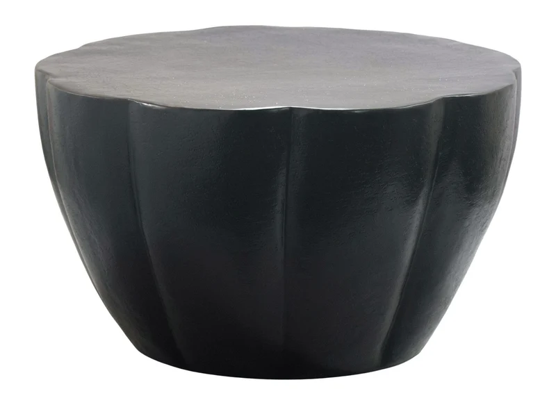 Couchtisch Blütenform Wohnling in Schwarz aus Aluminium, 60 cm rund
