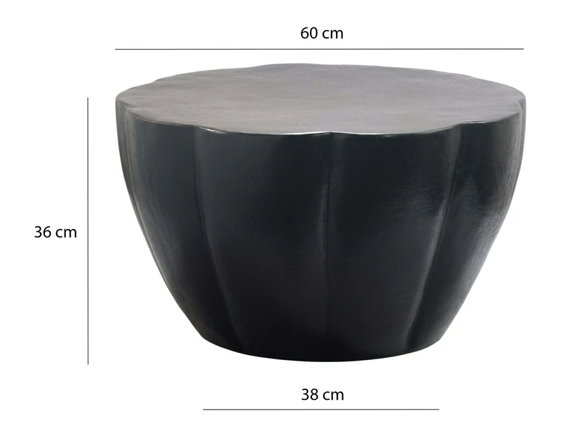 Couchtisch Blütenform Wohnling in Schwarz aus Aluminium, 60 cm rund