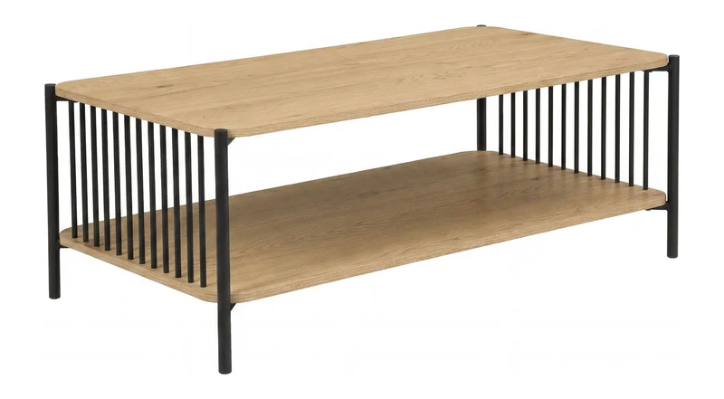 Couchtisch Eiche-Optik 110x60 cm mit Stauraum im Industrial-Design