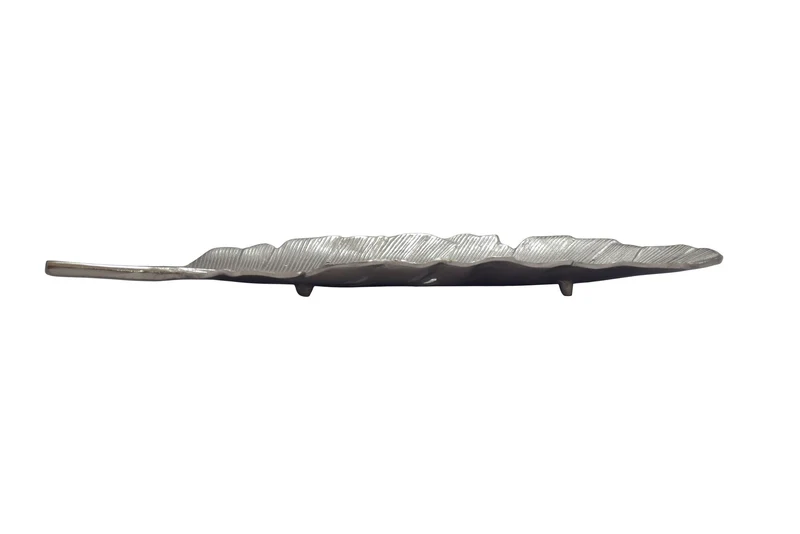 Dekoschale Blatt Wohnling Silber 60 cm aus lackiertem Aluminium