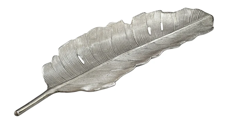 Dekoschale Blatt Wohnling Silber 60 cm aus lackiertem Aluminium