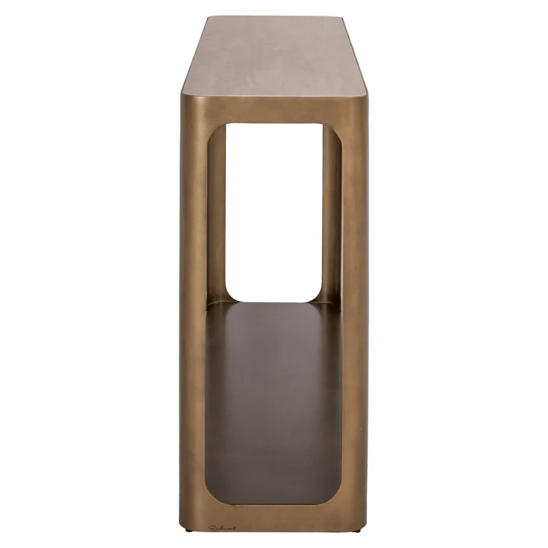 Konsole Claridge beige – Wendeplatte Keramik-Travertin & Glas, 140 cm