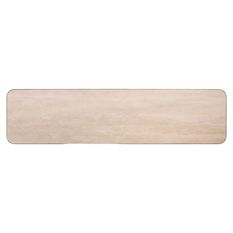 Konsole Claridge beige – Wendeplatte Keramik-Travertin & Glas, 140 cm
