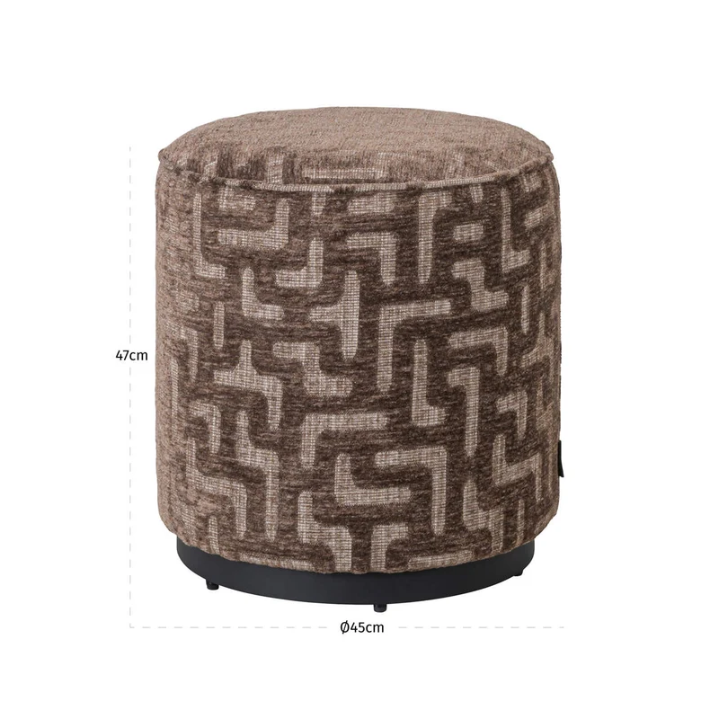 Richmond Hocker & Fußbank Lexie Brown Labyrinth Ø45cm, Polyester