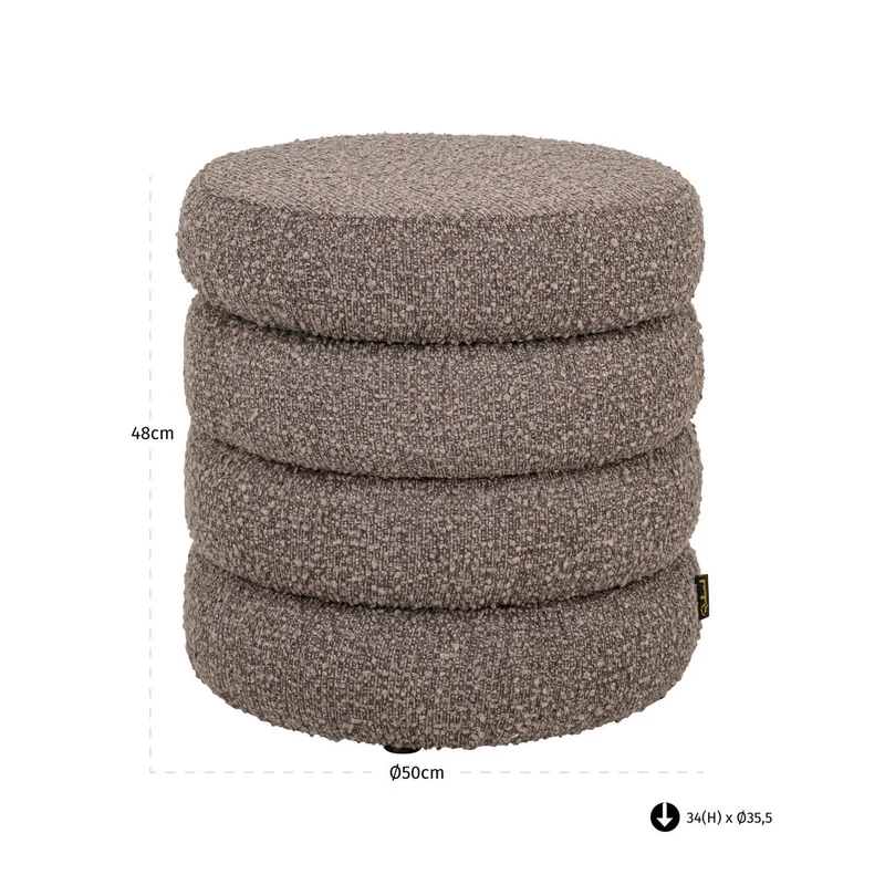 Hocker Adele brown chunky – Fußbank mit strukturiertem Bezug