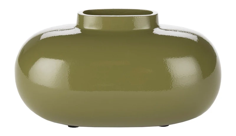 Vase Droplet S Dutchbone Grün – kleine Aluminiumvase im Retro-Design
