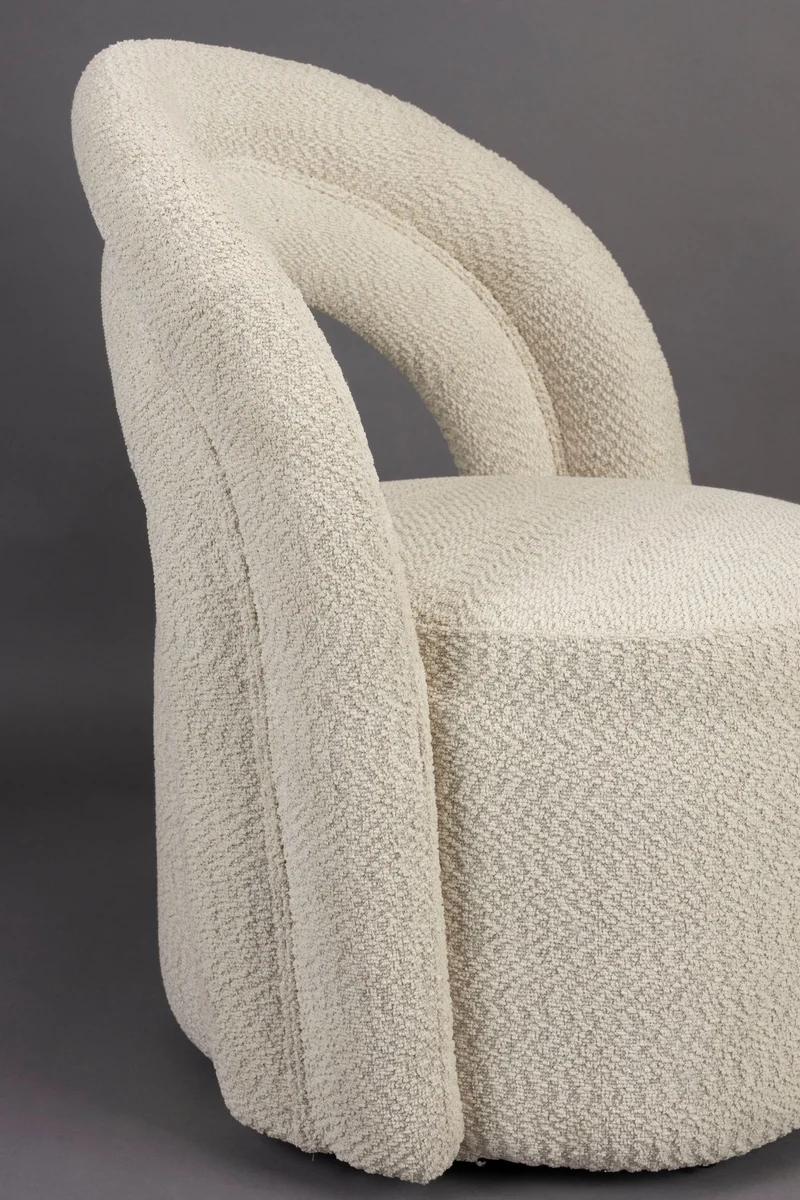 Loungesessel Seina von Dutchbone mit drehbarem Sitz, Beige aus Bouclé