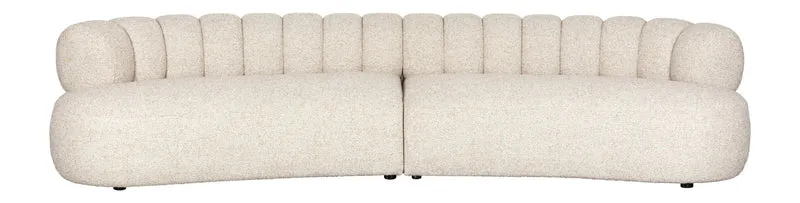 Sofa Duvane 4,5-Sitzer Beige mit Eukalyptusholz-Gestell im Boho-Stil