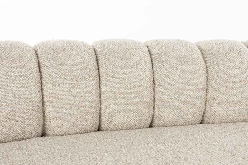 Sofa Duvane 4,5-Sitzer Beige mit Eukalyptusholz-Gestell im Boho-Stil