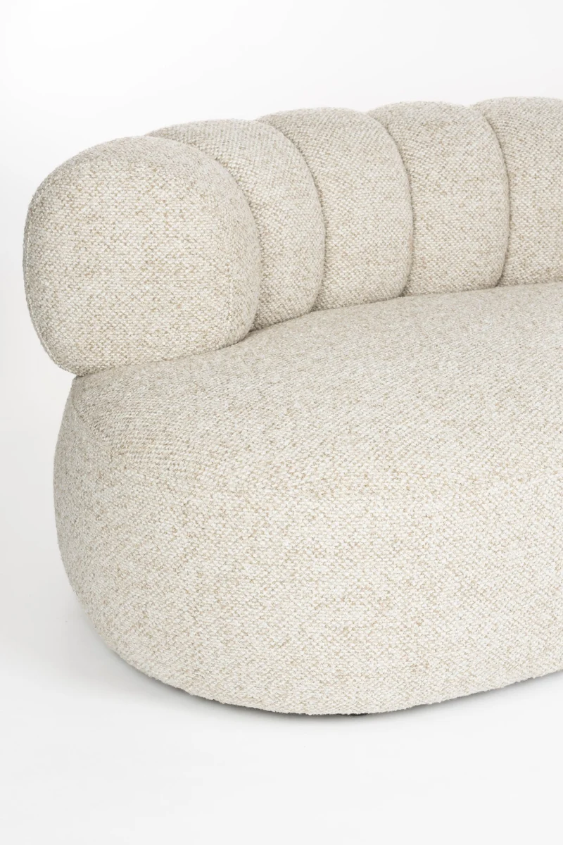 Sofa Duvane 4,5-Sitzer Beige mit Eukalyptusholz-Gestell im Boho-Stil