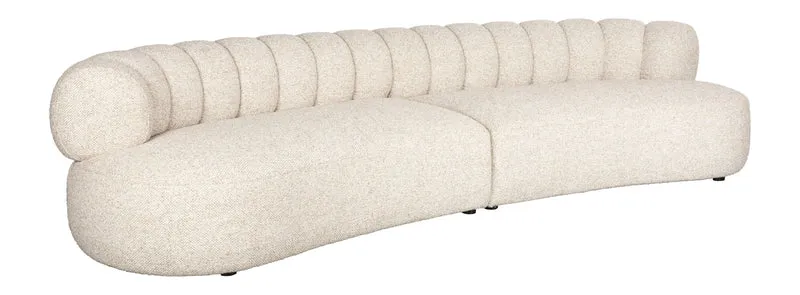 Sofa Duvane 4,5-Sitzer Beige mit Eukalyptusholz-Gestell im Boho-Stil
