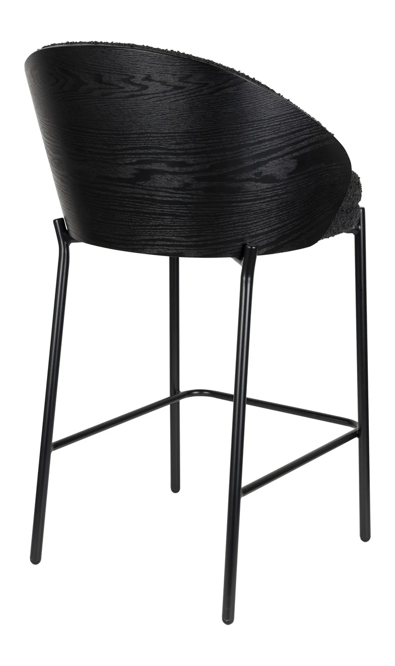 Barhocker Rodin im 2er-Set, Bouclé-Bezug in Schwarz von Dutchbone