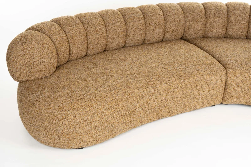 Sofa Duvane 7-Sitzer Braun mit Eukalyptusholz-Gestell im Boho-Chic