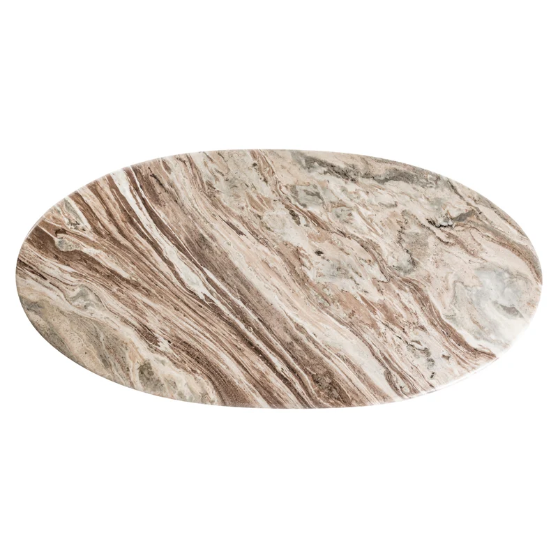 Esstisch Rashford Blush Beige, oval, 200x100 cm, Marmor-Look