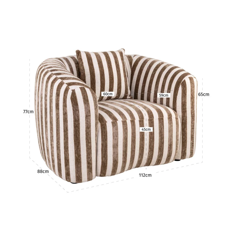 Lounge Stuhl Luxandra Stripes Sand – Richmond Design-Loungesessel