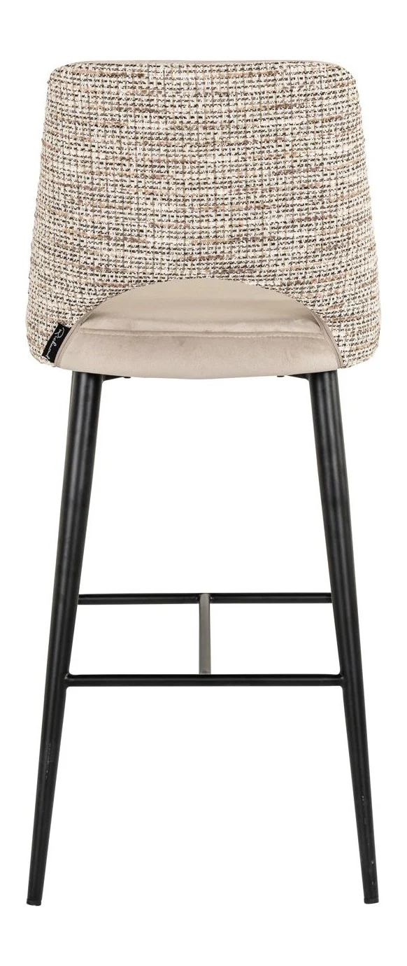Barhocker Tabitha in trendy nature mit Samtbezug und Fußstütze