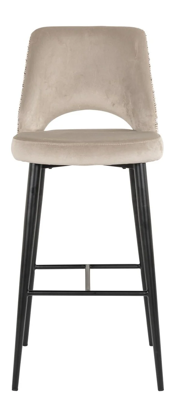 Barhocker Tabitha in trendy nature mit Samtbezug und Fußstütze