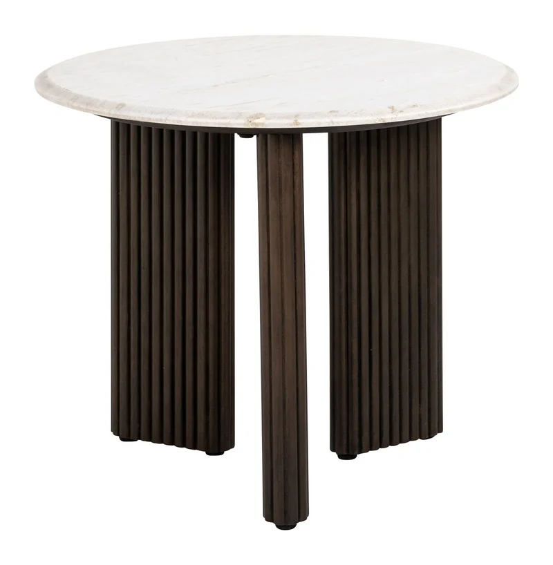 Beistelltisch Mayfield Ø55 cm mit Marmorplatte und Mangoholz-Gestell