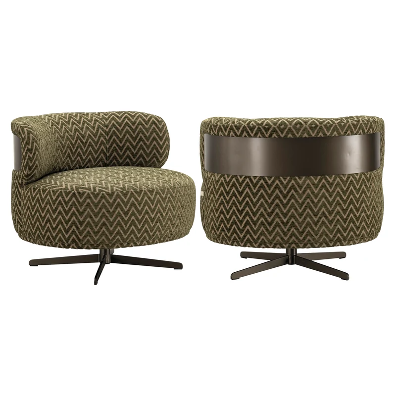 Lounge Stuhl Lauren moss chevron mit Drehfuß und Chevronmuster