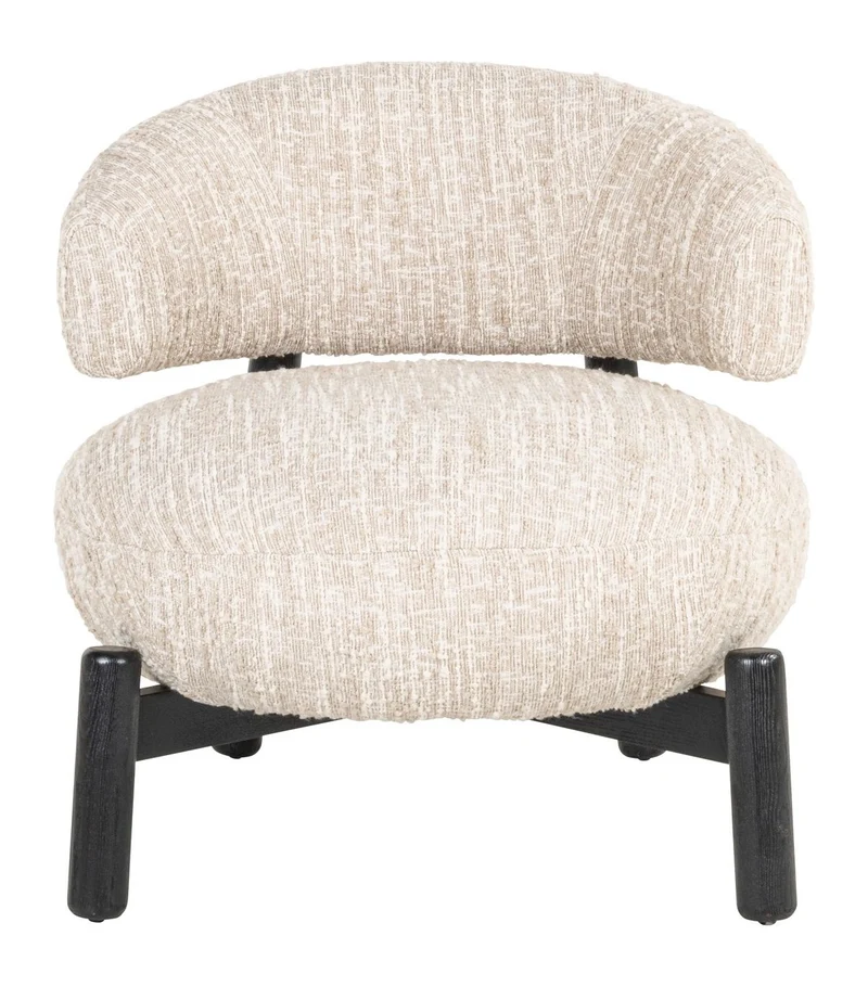 Lounge Stuhl Ornella Beige Angora – Sessel mit Holzgestell