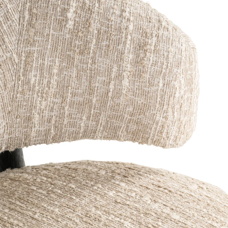 Lounge Stuhl Ornella Beige Angora – Sessel mit Holzgestell