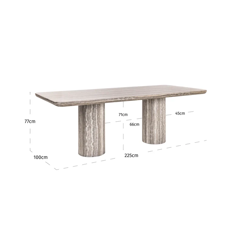 Esstisch Dulce Grey 225 cm – Marmor-Optik & skulpturales Design