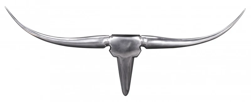 Wanddekoration Bull Geweih 74cm Aluminium Silber Design