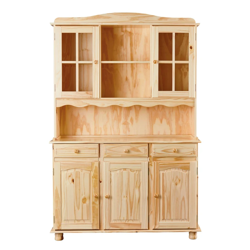 Buffet Vitrine TOSCANA Kiefer Massivholz Küchenbuffet natur lackiert
