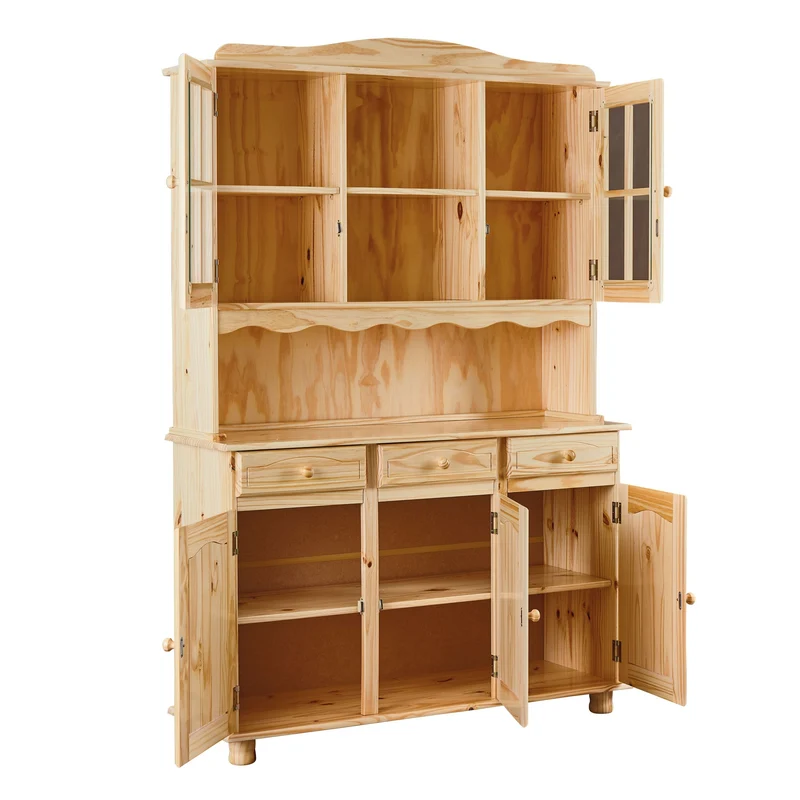 Buffet Vitrine TOSCANA Kiefer Massivholz Küchenbuffet natur lackiert