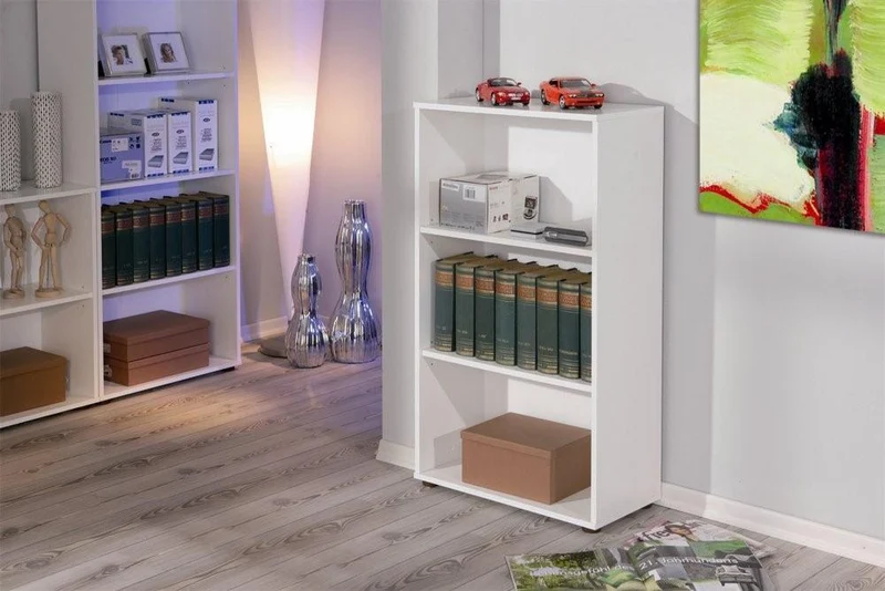 Regal Bücherregal Arco 2 Melamin weiß mit 2 verstellbaren Böden