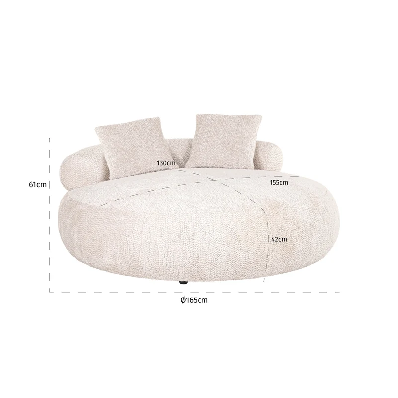 Sofa Tivola lovely cream – rundes Loungesofa mit Polyesterbezug
