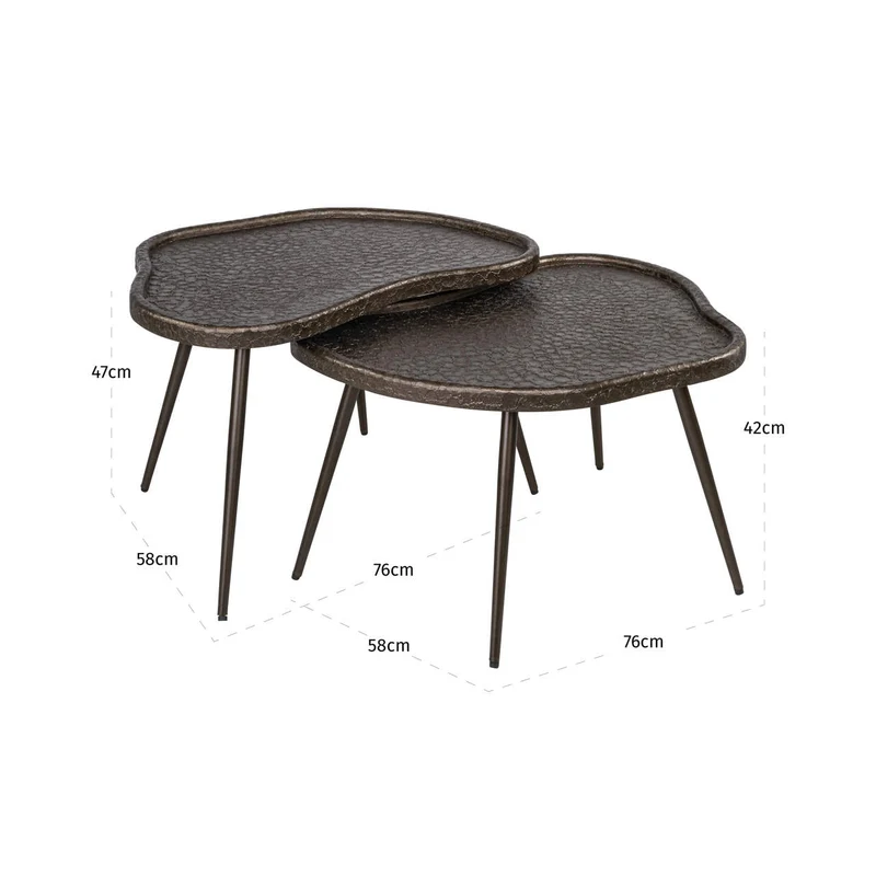 Richmond Couchtisch Bean Brunzae im 2er-Set aus MDF und Metall
