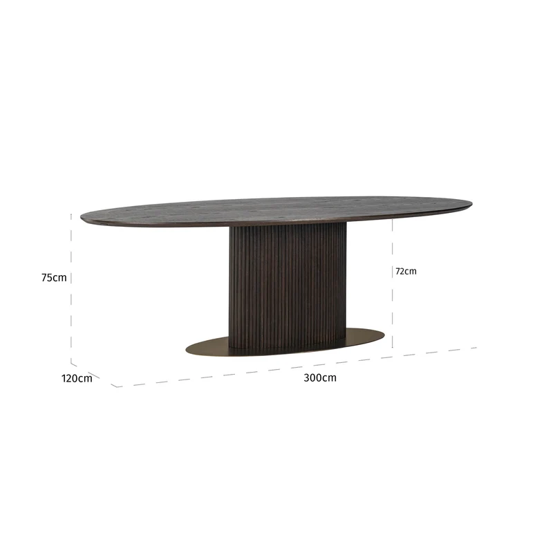 Richmond Esstisch Luxor 300 cm oval, Eiche massiv, braun