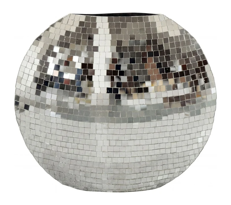 Tischvase Mosaik Silber, 40 cm – Dekovase aus Metall für Wohnzimmer