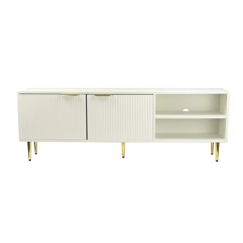 Wohnling Lowboard Lamellenfront 150 cm TV Board mit Metallbeinen