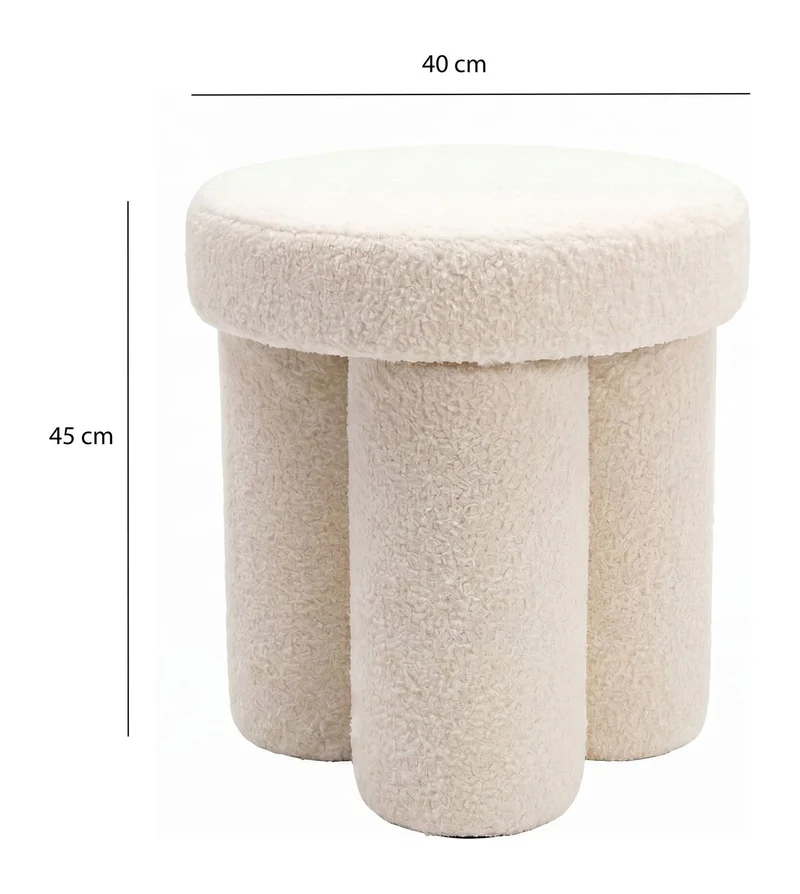 Sitzhocker Teddy Creme rund, Polsterhocker im Boho-Stil Wohnzimmer