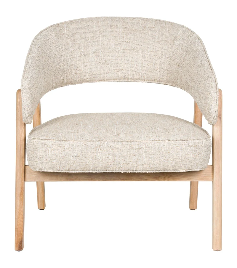 Loungesessel Bright mit Eichenholzrahmen in Beige von Zuiver