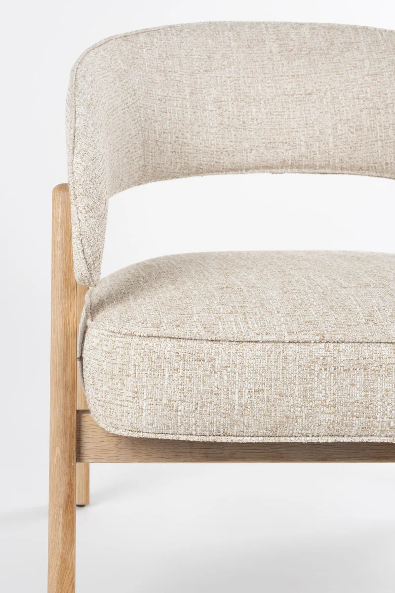 Loungesessel Bright mit Eichenholzrahmen in Beige von Zuiver