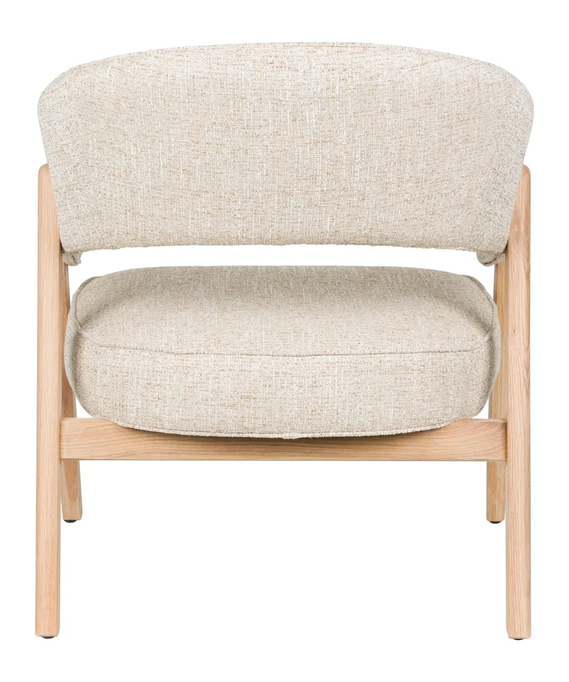 Loungesessel Bright mit Eichenholzrahmen in Beige von Zuiver
