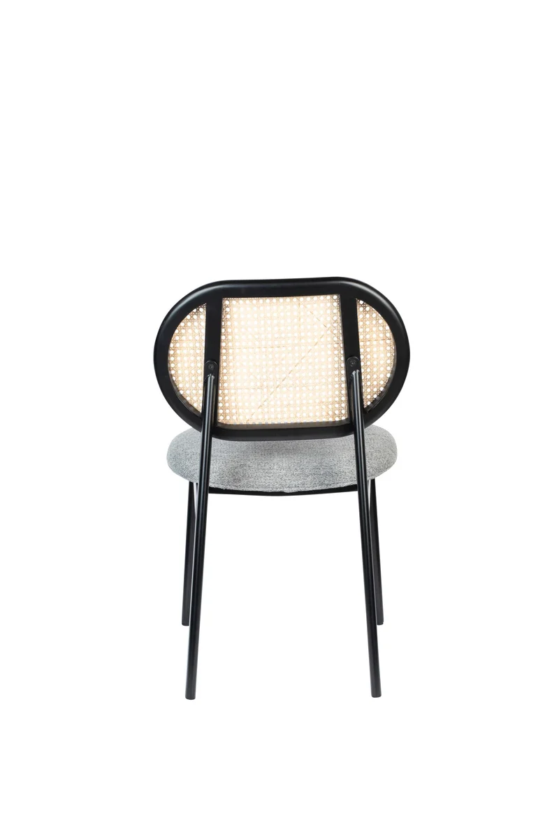 Esszimmerstuhl Spike Natural/Grey aus Rattan mit Webbing-Rücken