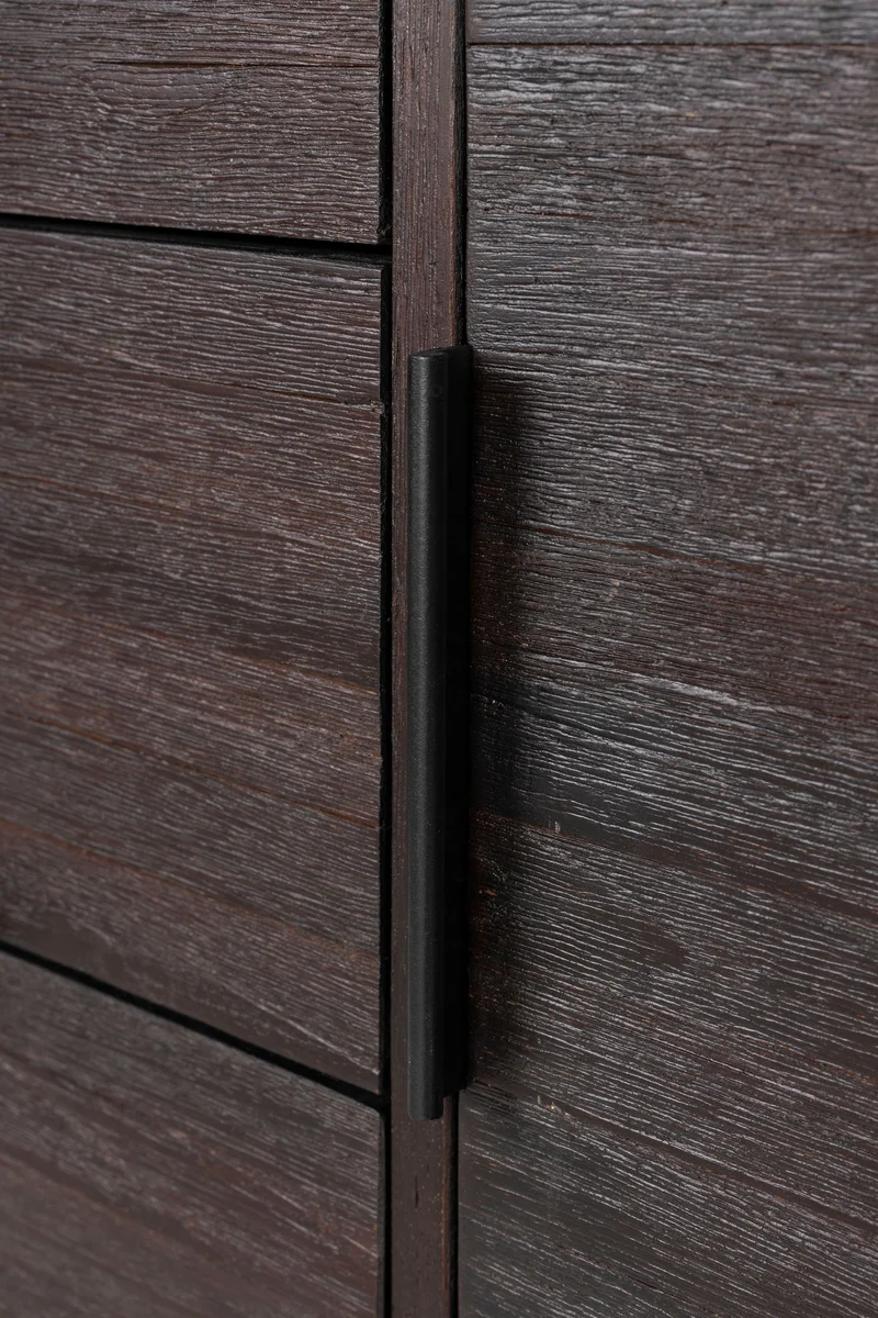 Sideboard Webster High aus recyceltem Teakholz mit Schiebetüren, Braun