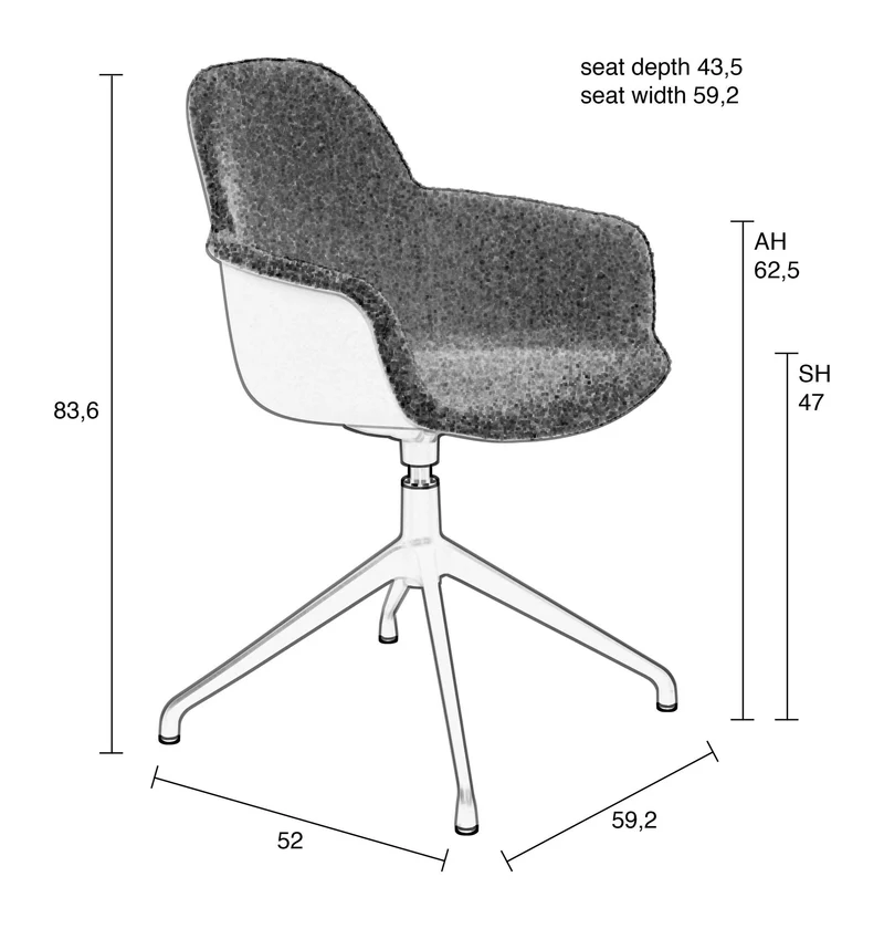 Sessel Albert Kuip: 2er-Set, Taupe mit Drehfuß und Armlehnen