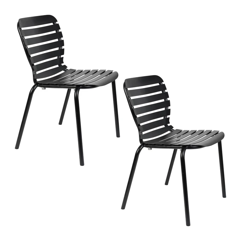 Gartenstuhl Vondel 2er-Set, Schwarz aus Aluminium von Zuiver