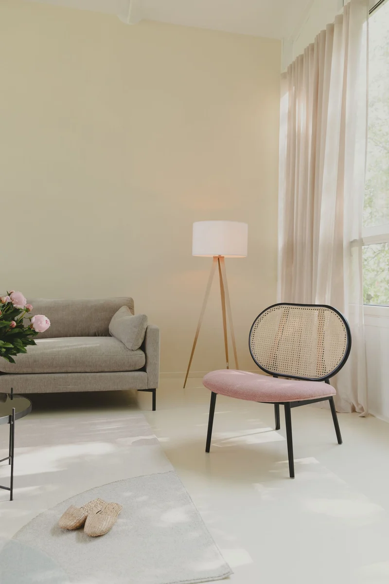 Loungesessel Spike Natural/Pink von Zuiver mit Stahlgestell