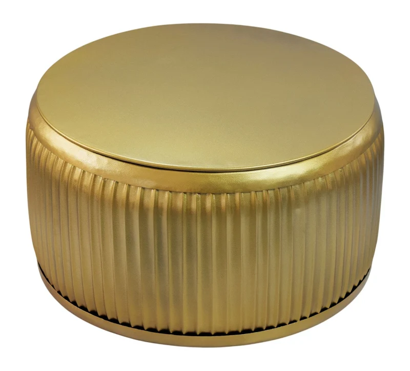 Couchtisch Rund Gold 60 cm mit Stauraum – Metall-Beistelltisch
