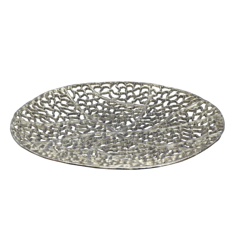 Dekoschale Silber aus Aluminium, 44 cm – Handmade Obstschale für Flur