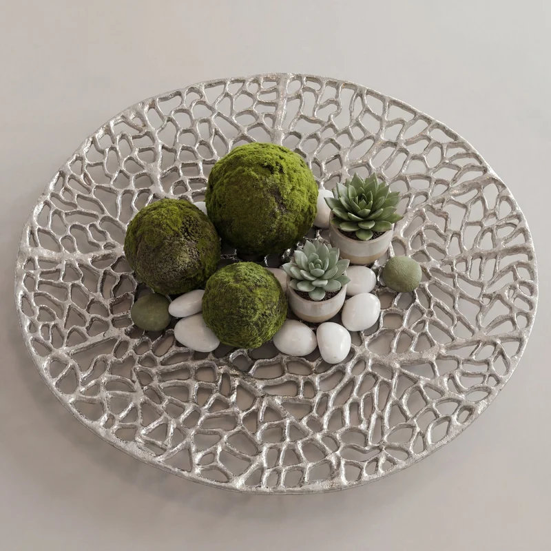 Dekoschale Silber aus Aluminium, 44 cm – Handmade Obstschale für Flur