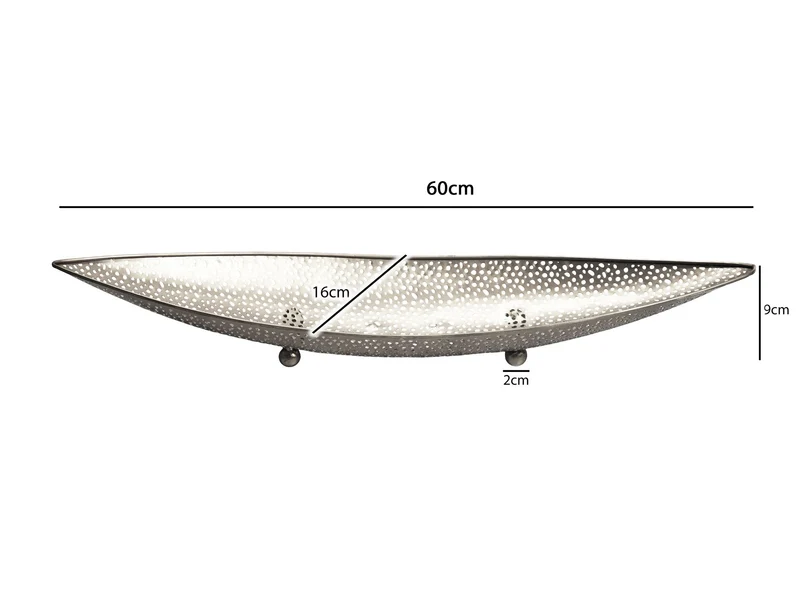 Obstschale Silber Oval 60 cm mit Lochmuster aus Metall von Wohnling
