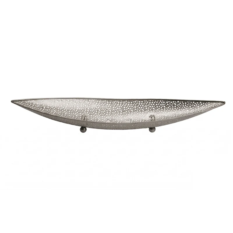 Obstschale Silber Oval 60 cm mit Lochmuster aus Metall von Wohnling