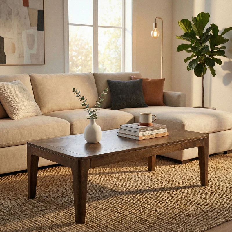 Couchtisch Mango Massivholz 120x60 cm, Walnuss-Finish von Wohnling